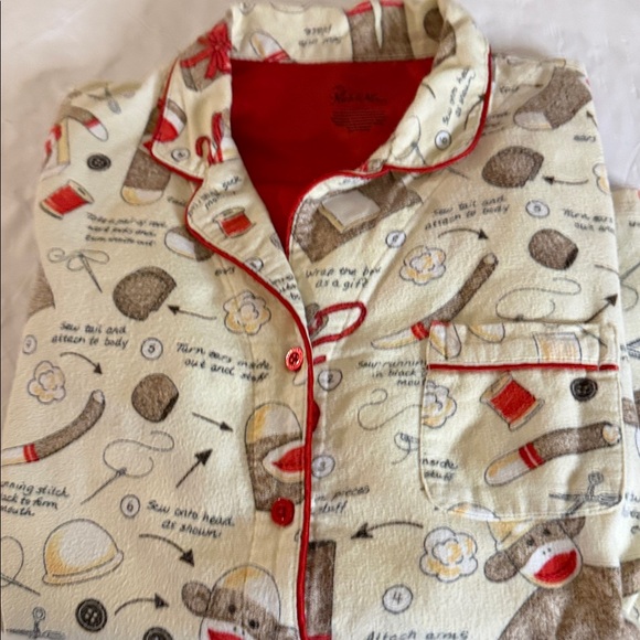 Nick & Nora Cream and Red Christmas  monkeys Pajama Set - Picture 2 of 12
